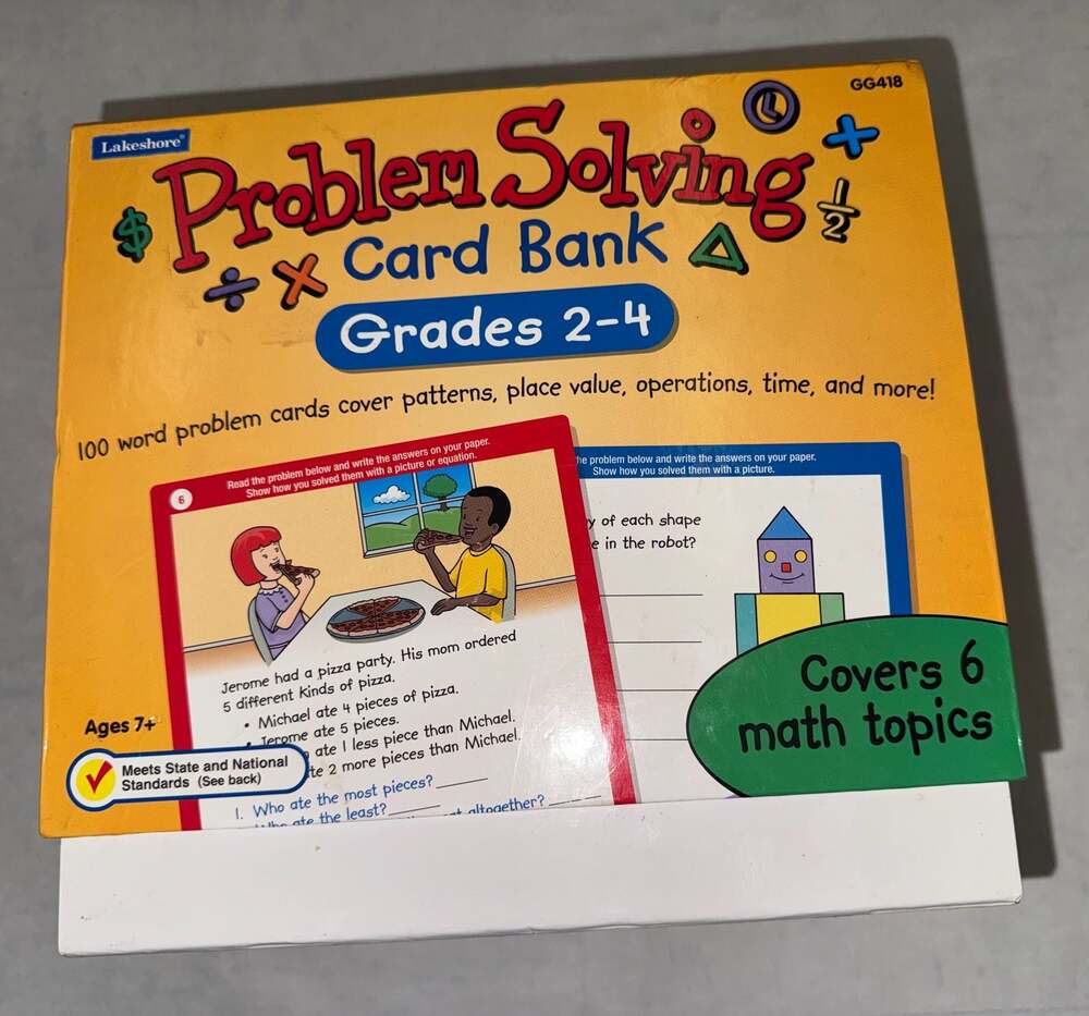 LAKESHORE PROBLEM-SOLVING CARD BANK GRADES 2-4, AGES 7+ Covers 6 Math Topics